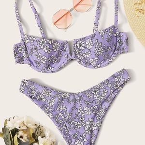 - SHEIN purple floral print bikini (size M)